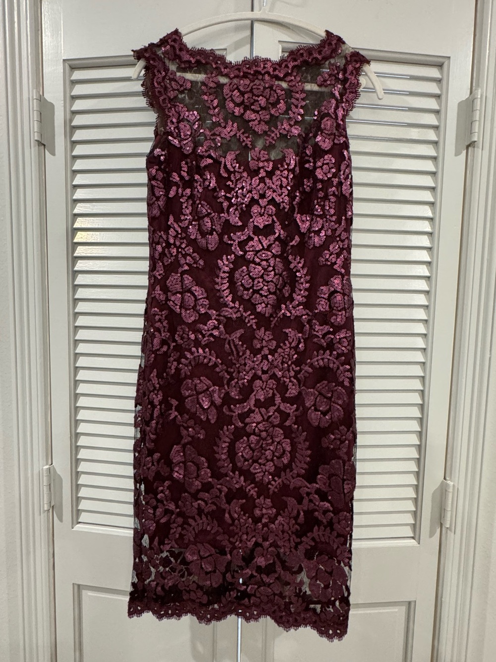 Tadashi Shoji Burgundy Floral Lace Midi Dress